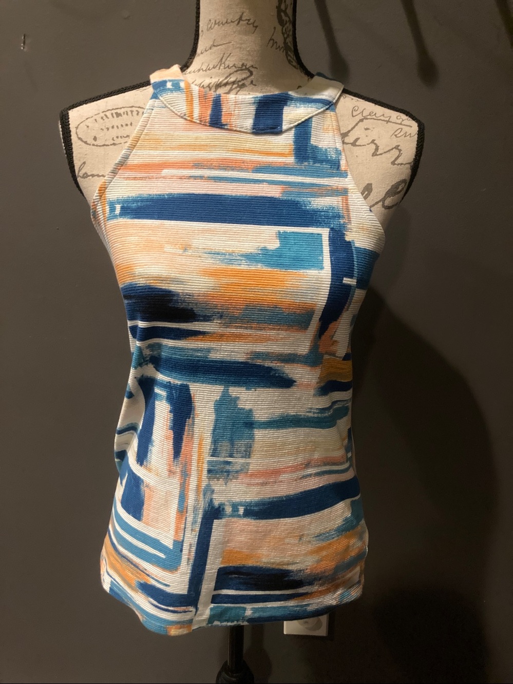 Anthropologie Deletta size small halter abstract top open back EUC